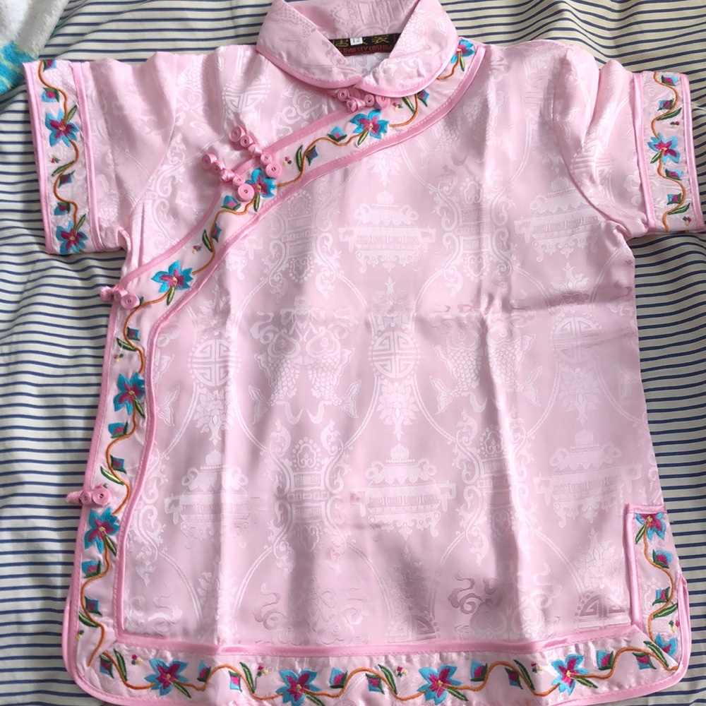 Pink Chinese traditional outfit two piece set